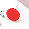 Resin Stud Earring Findings, with Iron Earring Pin, Flat Round, Red, 15mm