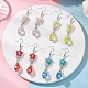 Серьги-подвески из гальванического стекла в форме цветка со слезинкой EJEW-JE06799-1