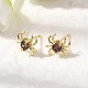 Серьги-гвоздики из латуни с микропаве из кубических цирконий в форме паука EJEW-L306-04G-02-2