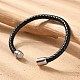 Мужские браслеты из плетеного кожаного шнура BJEW-JB04255-02-1