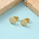 Круглые серьги-гвоздики из латуни с микропаве из прозрачных кубических цирконий EJEW-Z144-14G-2