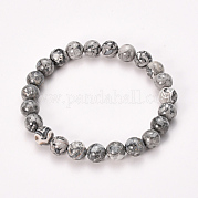 Браслеты из натуральной волны из яшмы из бисера BJEW-Q692-22-8mm