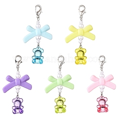 Акриловый медведь с подвесными украшениями в виде банта HJEW-JM04101