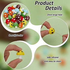 24 шт. 6 цвета грибные пищевые экологически чистые силиконовые фокусные бусины SIL-FG0001-01