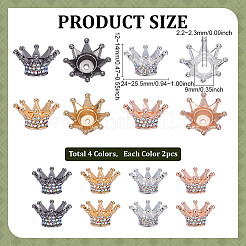 8 шт. 4-х цветные бусины из сплава со стразами&nbsp;FIND-ME0002-80