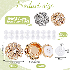 Наборы из латунных запонок со стразами и акриловых пуговиц для рубашки BUTT-PH0001-47