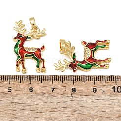 Рождественские латунные эмалевые подвески с микропаве из кубических цирконий&nbsp;KK-B161-15G-01