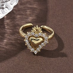 Латунные микро проложить манжеты кольца кубического циркония RJEW-H236-24G