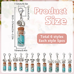 12шт 6 стиля подвески для стеклянных бутылок украшения&nbsp;HJEW-DR00152
