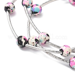 Многорядные браслеты из круглых бусин синтетической бирюзы для женщин BJEW-JB12335-03