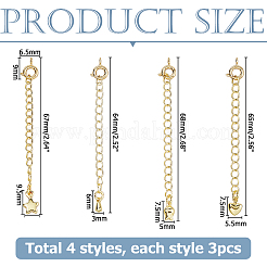 12 шт. 4 стиля латунный удлинитель цепи панцирного типа KK-HS0015-33G