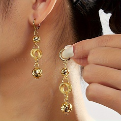 Круглые латунные серьги-кольца с кисточками&nbsp;QQ1128