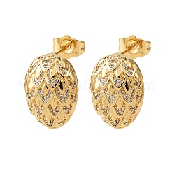 Серьги-гвоздики в форме яйца с микропаве из кубических цирконий из латуни EJEW-B153-12G