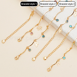 3 шт. набор из 3 браслетов на ногу с амулетом от сглаза в виде руки хамсы AJEW-AN0001-05