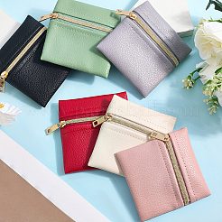 6 шт. 6 цвета квадратные подарочные сумки из искусственной кожи на молнии для ювелирных изделий ABAG-CL0001-01