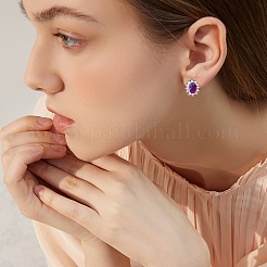 Кубический цирконий овальный кулон колье и звенья браслет и кольцо-манжета и серьги-гвоздики&nbsp;SJEW-SZC0001-01E