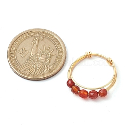 Натуральные круглые кольца на палец из натурального агата с бусинами RJEW-TA00118-03