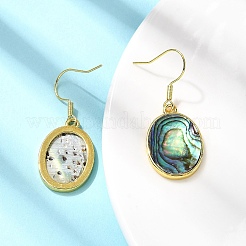 Латунные серьги с подвесками из натуральной ракушки пауа EJEW-M060-19C-G