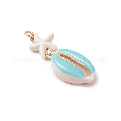 Подвески из эмали и синтетической бирюзы с морскими звездами PALLOY-JF03406-01