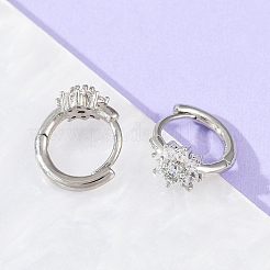 Латунные микро проложить серьги обруча кубического циркония EJEW-S277-07P-A