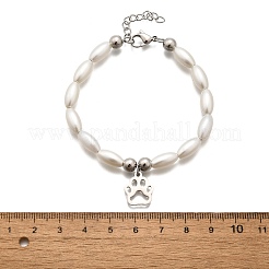 Браслеты с подвесками в виде отпечатков лап из нержавеющей стали 304 для женщин&nbsp;BJEW-C098-12P