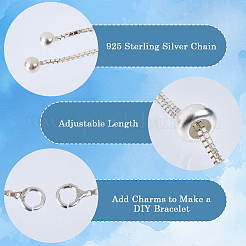 2шт 925 серебряных цепочки-слайдера для изготовления браслета&nbsp;MAK-BBC0001-23