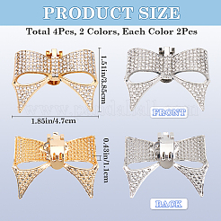 4 шт. 2-цветные украшения для обуви из сплава со стразами в виде банта FIND-CP0002-29