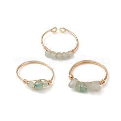 3 шт. перстень с бусиной из натурального зеленого авантюрина RJEW-JR00855-04