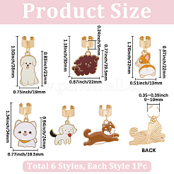 6 шт. 6 стиля подвеска-стетоскоп в виде собаки из эмалевого сплава&nbsp;HJEW-SP0001-36