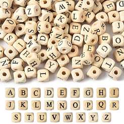 208 шт. 26 вида бусин из натурального дерева с принтом WOOD-FS0001-51