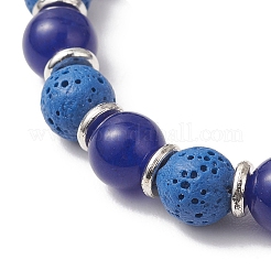 Браслеты из натуральной лавовой породы и малазийского нефрита с круглыми бусинами&nbsp;BJEW-JB13452