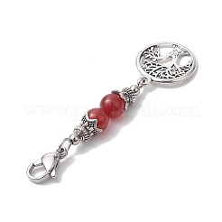 Древо жизни из сплава и круглый кулон из натуральных драгоценных камней&nbsp;HJEW-JM02021-S