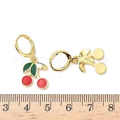 Серьги-подвески с застежкой-рычагом из вишневой латуни и эмалью EJEW-F389-15G