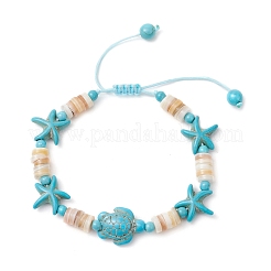 Синтетическая бирюза и натуральные пресноводные ракушки плетеные браслеты из бусин для женщин&nbsp;BJEW-JB12024-02