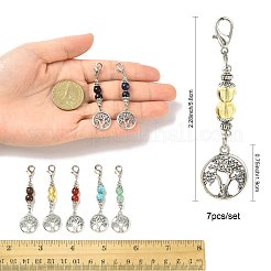 7 шт. подвеска из натурального и синтетического драгоценного камня и сплава&nbsp;HJEW-FS00043