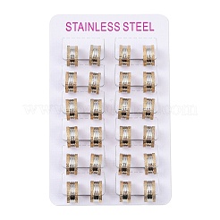 Серьги-кольца из нержавеющей стали 304 с золотым блеском и песком EJEW-M001-06A-P