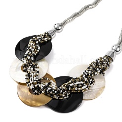 Ожерелья-нагрудники из ракушек из пресноводной воды NJEW-S427-01P-03