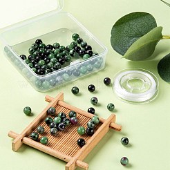 100шт 8мм натуральный рубин в цоизитовых круглых бусинах&nbsp;DIY-LS0002-05