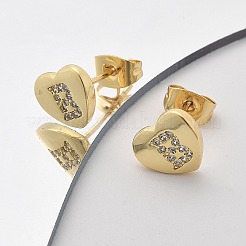 Серьги-гвоздики из латуни с микропаве из прозрачного кубического циркония EJEW-K299-01G-B