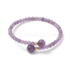 Браслеты-манжеты из натуральных аметистовых бусин&nbsp;BJEW-JB13328-02
