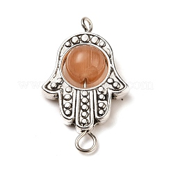 Рамы из сплава в тибетском стиле со звеньями из бусин в виде кошачьего глаза&nbsp;PALLOY-JF00479