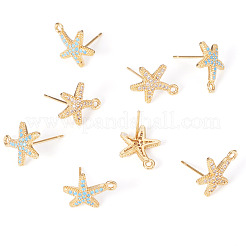 8 шт. фурнитура для сережек-гвоздиков из латуни 2 цветов с микропаве из кубического циркония&nbsp;KK-TA0002-62