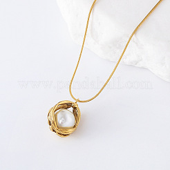 3 шт. элегантные круглые подвески из нержавеющей стали и искусственного жемчуга для женщин EH7526-2