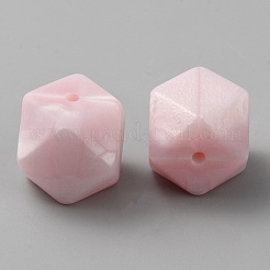 Шестигранные экологически чистые силиконовые фокальные бусины пищевого качества&nbsp;SIL-WH0012-039B