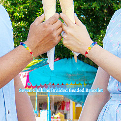 7 цветной экологичный корейский вощеный полиэстеровый шнур с натуральными и окрашенными малайзийскими нефритовыми бусинами&nbsp;BJEW-TAC0035