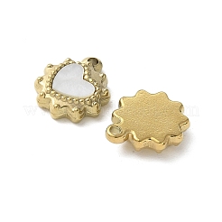 Подвески из нержавеющей стали 304 с покрытием из натуральной раковины морского ушка/белой раковины&nbsp;STAS-U037-05G-02