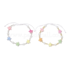 2шт 2 цвета пластиковые бусины плетеные браслеты из бисера BJEW-JB11784