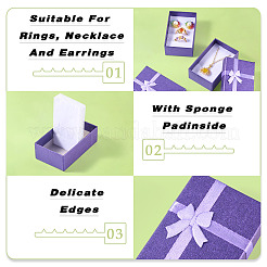 Прямоугольные бумажные подарочные коробки для хранения ювелирных изделий с бантом CON-TAC0014-09A