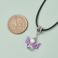 Ожерелья с подвесками в виде ангела из стеклянных бусин и стеклянного жемчуга NJEW-MZ00056-03