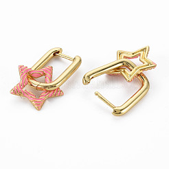 Серьги-кольца с подвесками из латуни&nbsp;EJEW-S208-140-NF